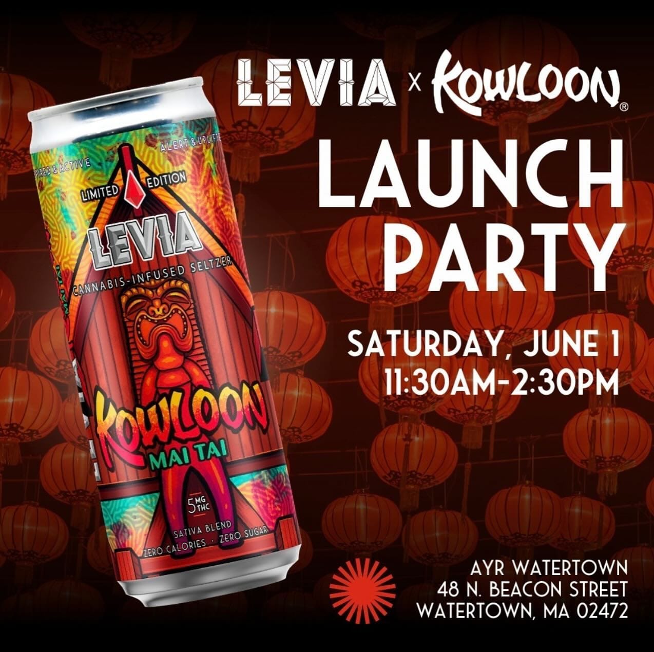 When: Saturday, June 1st 11:30-2:30pm 🫧
Where: AYR Watertown Cnnabis Dispensary 48 N.Beacon Street Watertown MACome and celebrate the release of our LEVIA Kowloon Mai Tai Cnnabis-Infused seltzer! *Absolutely NO PURCHASE NECESSARY.Including:🥡The Kowloon Food Truck!
uninfused samples
️outdoor games (weather permitting)
swag giveaway
🎟️raffles and more!
*Adults 21+New to Cnnabis? This is a great opportunity to check out a dispensary with no pressure to buy! We are happy to answer any questions
Can’t wait to see you there! ️*There is nothing for sale on this site. In accordance with Massachusetts state law, this product is only available for purchase at licensed Massachusetts Medicinal & Recreational Dispensaries. Follow @leviabrands for the most up to date information on availability.Disclaimer: Please Consume Responsibly. This product has not been analyzed or approved by the Food and Drug Administration (FDA). There is limited information on the side effects of using this product, and there may be associated health risks. Mxrijuana use during pregnancy and breast-feeding may pose potential harms. It is against the law to drive or operate machinery when under the influence of this product. KEEP THIS PRODUCT AWAY FROM CHILDREN. There may be health risks associated with consumption of this product. Mxrijuana can impair concentration, coordination, which and judgment. In case of accidental ingestion, contact poison control hotline 1-800-222-1222 or 9-1-1. This product may be illegal outside of MA. This product may cause impairment and may be habit forming. For the use only by adults 21 years of age or older. Keep out of the reach of children.