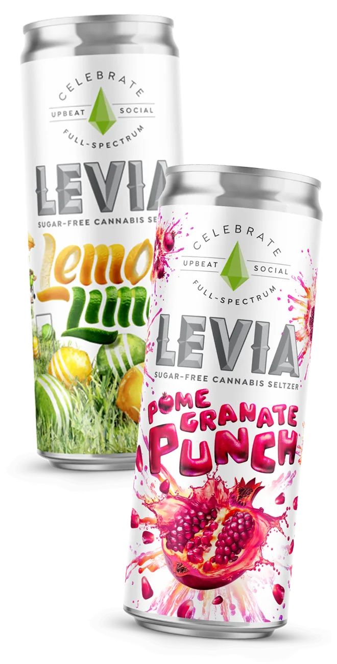 LEVIA celebrate seltzer cans